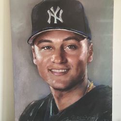 Rare MLB New York Yankees Derek Jeter Large Canvas Wall Art