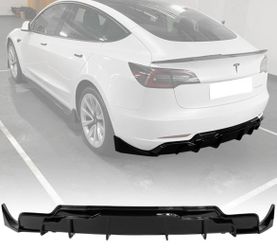 17-23 Tesla Model 3 Rear Bumper Diffuser W/Aprons Gloss Black