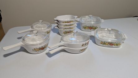 Vintage Corningware Spice of life glass dishware set