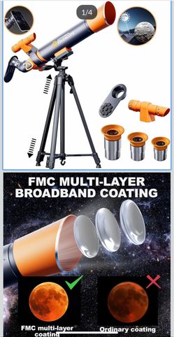 Telescope for Adults High Powered Professional, 70mm Aperture 500mm Refractor Telescope for Kids Astronomy Beginners, Fully Multi-Co