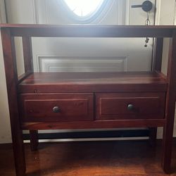 Solid Wood Two Drawer Side Table 