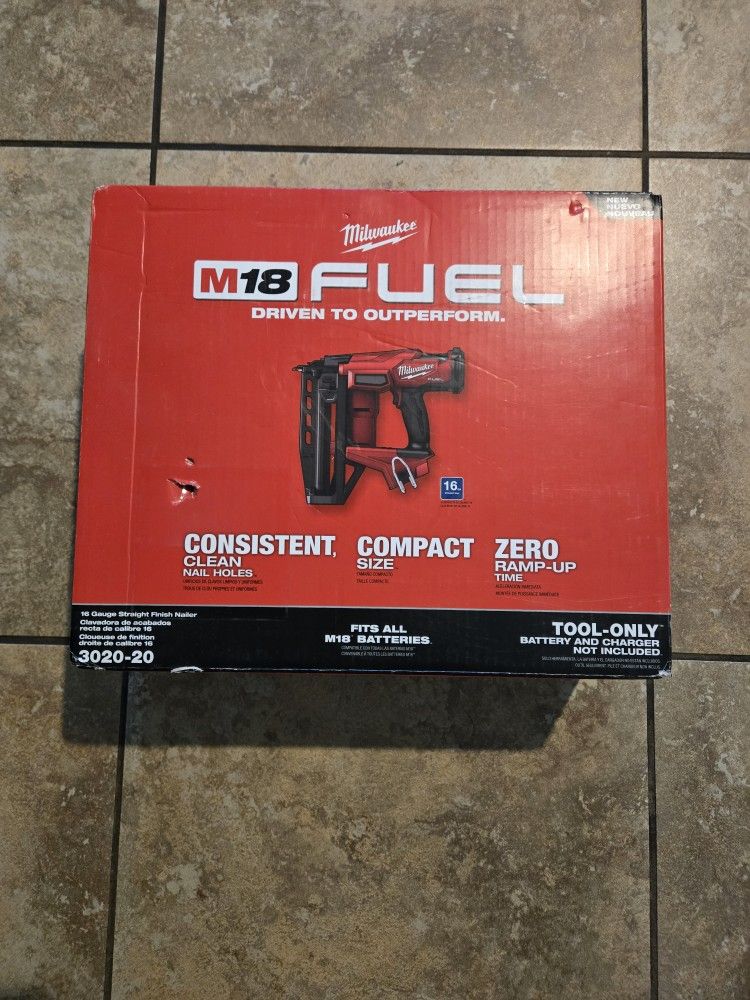 Milwaukee M18 Volt Fuel Brushless Cordless 2 Gen 16 Gauge Straight Finish Nailer Tool Only