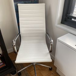 White Leather Desk Chair