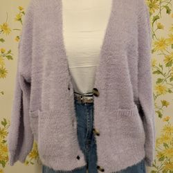 lilac Fuzzy cardigan size M