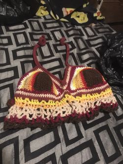 Crocheted Bikini Top With Skirt