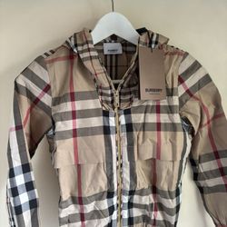 Burberry Kids Checked Zipped Hooded Jacket