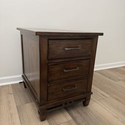 Hidden Charger Wood 3 Tier Night Stand Side Table