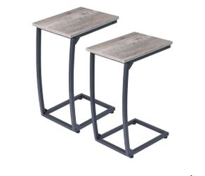 C Shaped End Table Set of 2, Side Table for Couch,Curved Support Legs, Slide Under Couch Table for Sofa, TV Tray Table for Living Room Bedroom