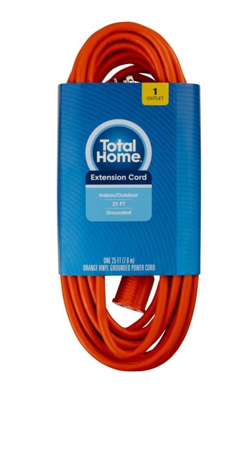 Total Home Orange 25ft Extension Cord