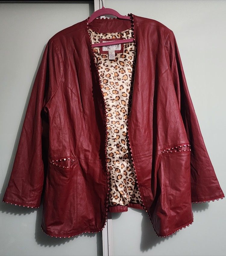 Roaman's Sz 22W Red Leather Blazer BNWOT