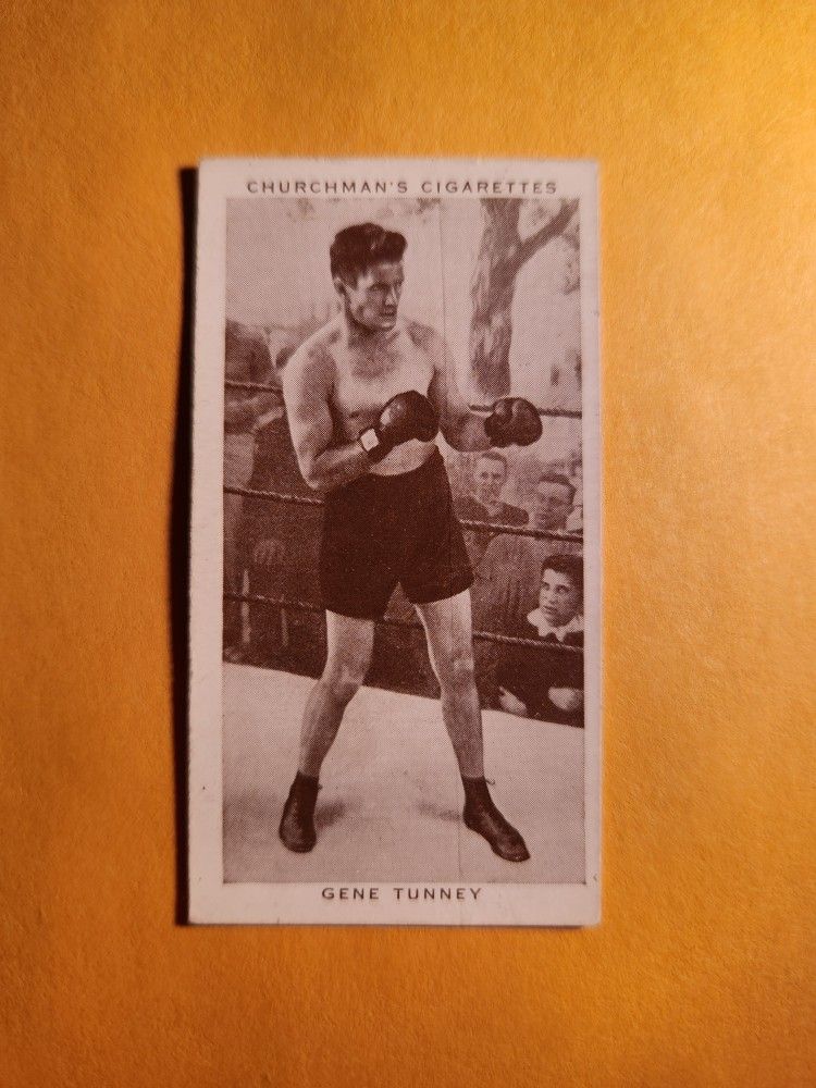 EX Authentic 1938 Churchman's Cigarettes Gene Tunney Boxing Tobacco Card #35 HOF