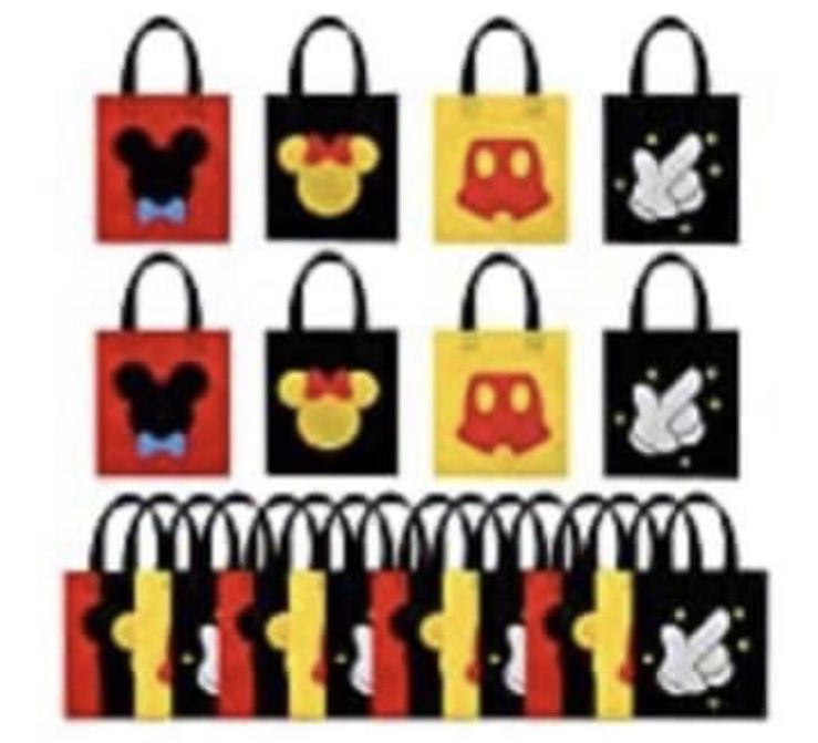 mickey mouse gift bags, non-woven bags, reusable for birthday parties, baby shower, mouse, theme party decorations