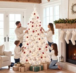 Best Choice Products 9ft White Christmas Tree Pre-Lit w/Twinkling Lights