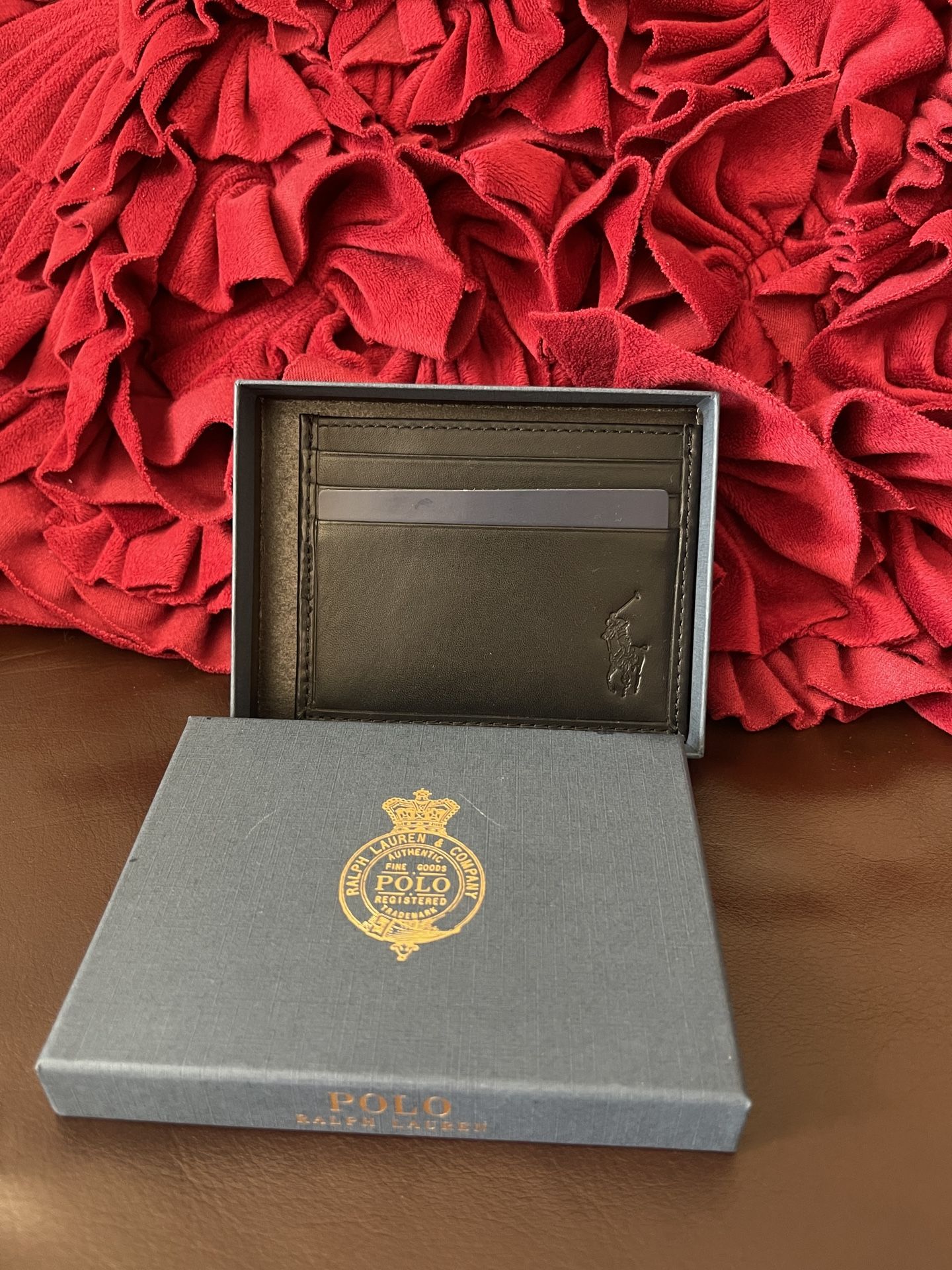 polo Ralph Lauren men’s credit card wallet in black with gift box