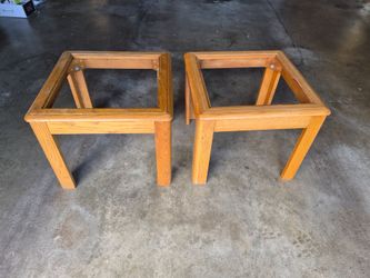 Real oak end tables with glass insert