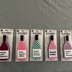 Set Of 5 Themed Wine Glass Scrubbers- New