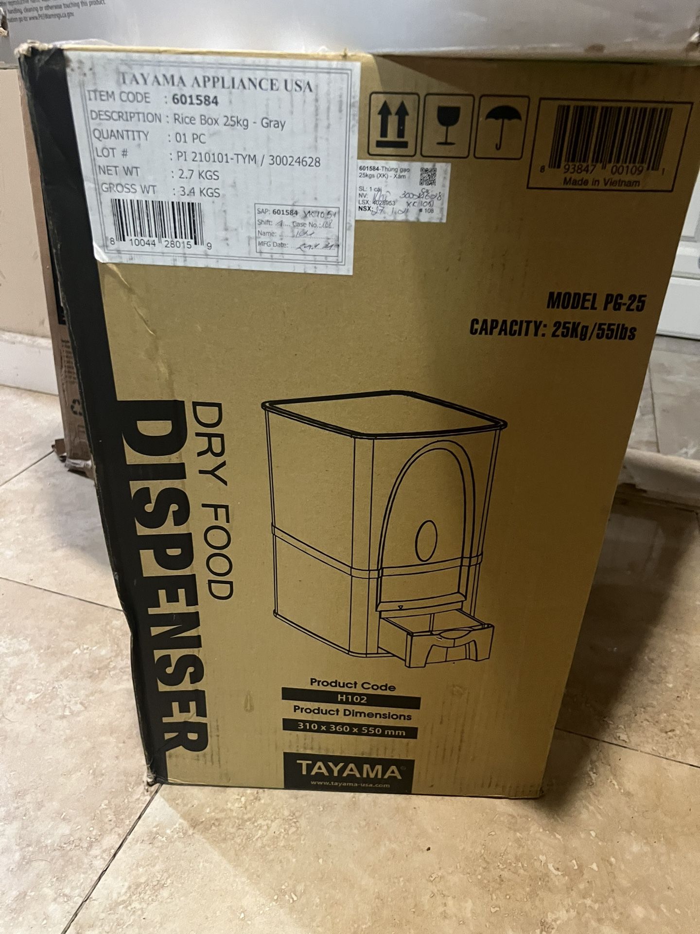 Tayama Up To 55lbs Rice Dispenser