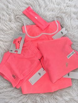 Alo Yoga pink set with headband