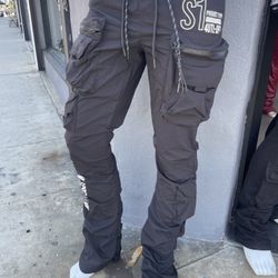 Black Man Jogger Stacked Pants