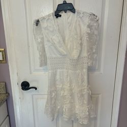 White Floral Dress - Size XS