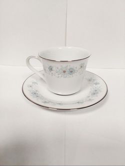 Noritake Iverness Flat Demitasse No. 6715 Light Blue with Flowers