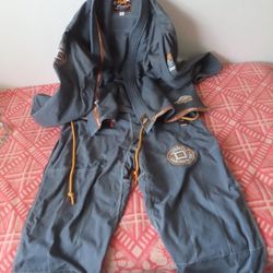 Fuji Suparaito Kimono Suit Mens Size A5 grey GI Jiu Jitsu BJJ 2 Piece Rip Stop