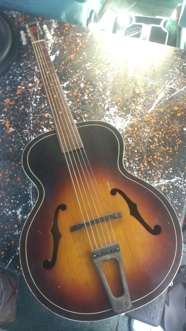 Rare Vintage Early 1940's Harmony H1215 Archtop Acoustic Guitar for
