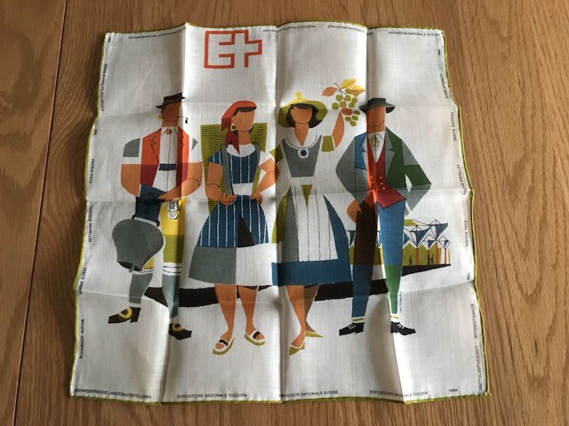 Vintage Souvenir cloth napkin from Swiss Exhibition 1964