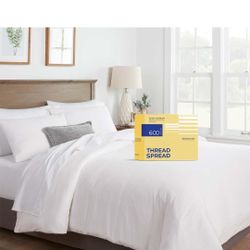 THREAD SPREAD King/California King Duvet Cover, 600 Thread Count Sateen 3Pc Egyptian Cotton Duvet Cover Set, 100% Pure Cotton Comforter Cover, 2 Pillo