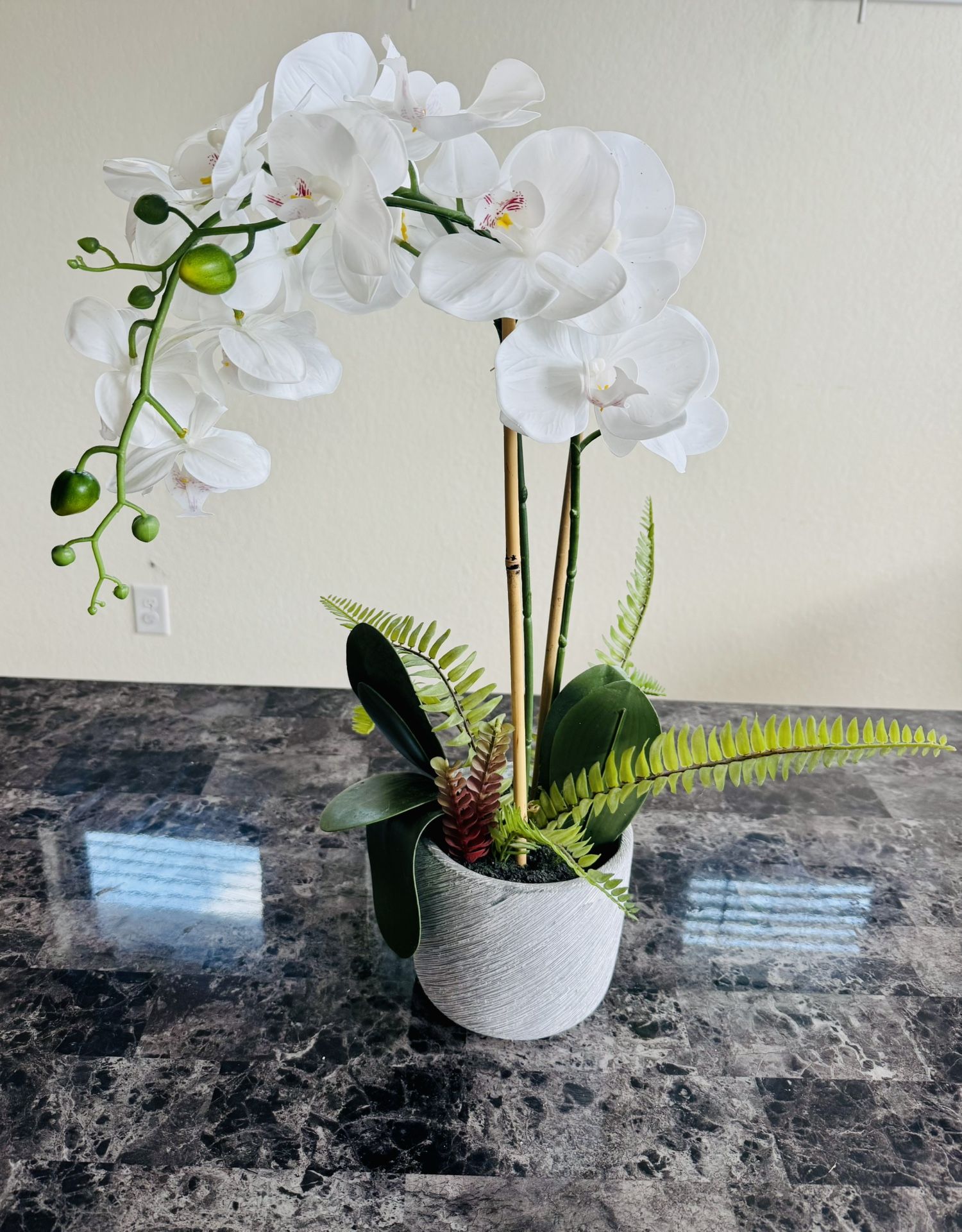 Artificial white orchid potted plant