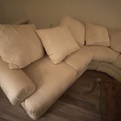 L Shaped Couch Off White.  Looks Cream 