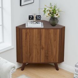 Fluted Floor Corner Cabinet