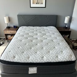 Mattress with bed frame and headboard