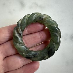 Carved Jade Stone Ring Pendant 