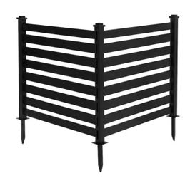 38 in. W x 46 in. H Black Outdoor No Dig Fence Poly Plastic Picket Fence Panel Decorative Garden Privacy Fence