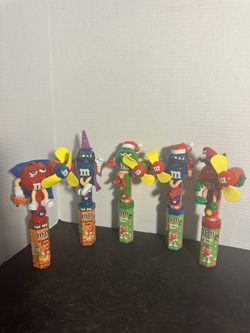 Lot of 5 Vintage M&M's Candy Fans Halloween Christmas Collectible