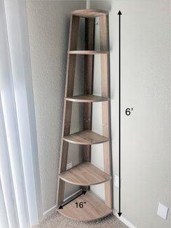 6-Tier Corner Bookshelf 6ft Tall