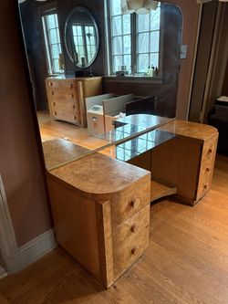 Art Deco Burl Wood 5 piece bedroom set