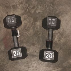 2 - 20lbs NEW Grey HEX Dumbbells