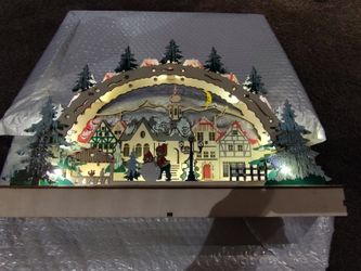 LED Bridge Lighted Christmas Carved Wood