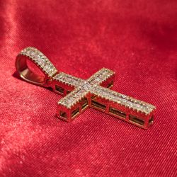10k Yellow Gold Diamond Cross Pendant 1.00 ctw 