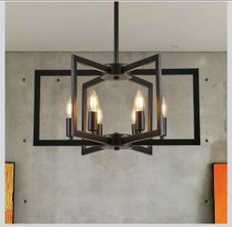 BRAND NEW - Modern 6-Light Geometric Black Chandelier