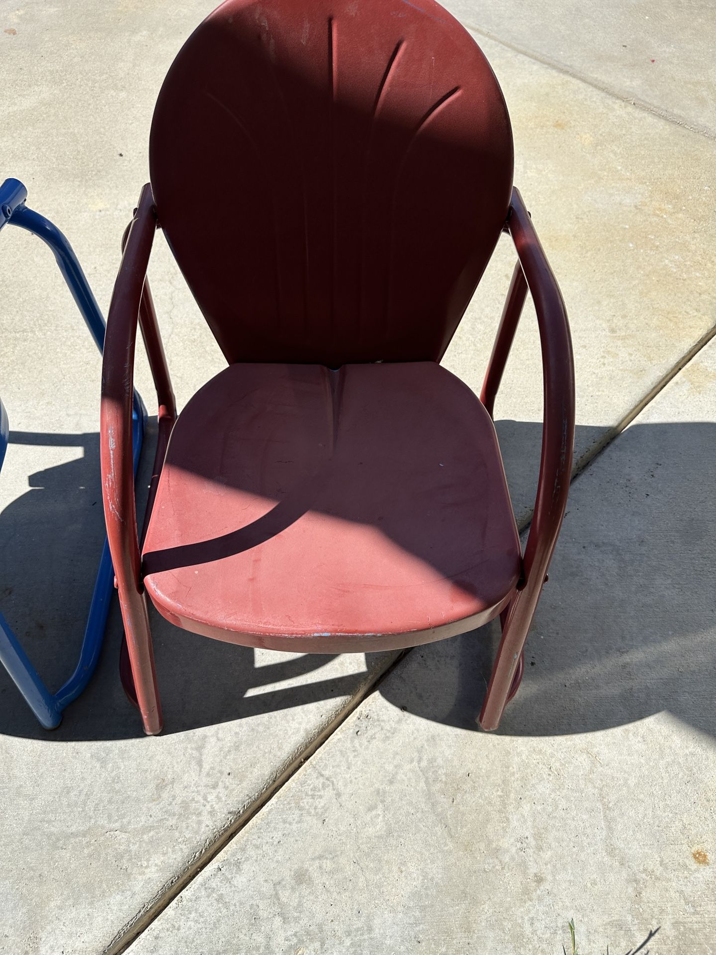 Child’s Youth Toddler Metal Lawn Chair Set Pair Red & Blue Tulip Design