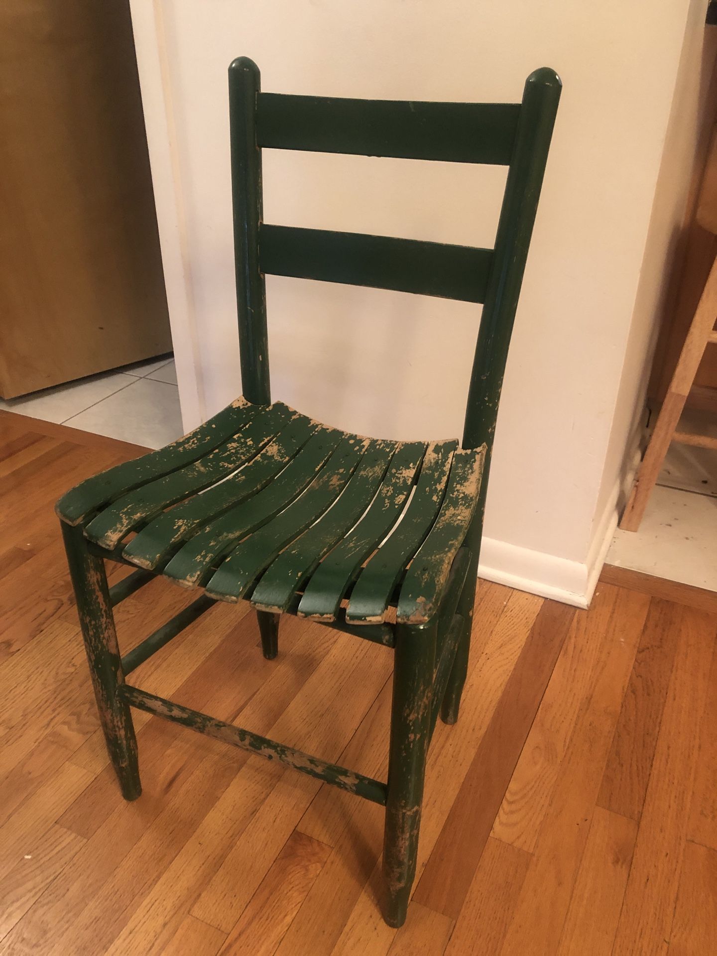 Antique green wooden farmhouse chair