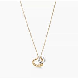 New w/tags Tiffany Yellow Gold Sterling Silver Elsa Peretti® Open Heart Pendant $1700 Diamond 