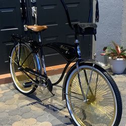 1957 Schwinn Jaguar Restored Original One  Owner. Professionally powder coated, Brand new, 140 spoke gold rims with matching gold bicycle chain 26” 