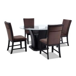 5 Piece Round Chocolate Dining Set