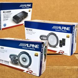 Alpine R Series 4 Channel Amplifier 6 1/2" Coaxial & Component Speaker System 600 Watts Package 🚨 Payment Options Available 🚨 No Credit Needed 🚨 
