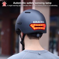KRS-S1 Bike Helmets for Men Smart Helmets for Adults with 1080P 60 fps Sports Camera Dual Antenna Bluetooth Womens Bike Helmet (L-22-24.4in, Matte Bla