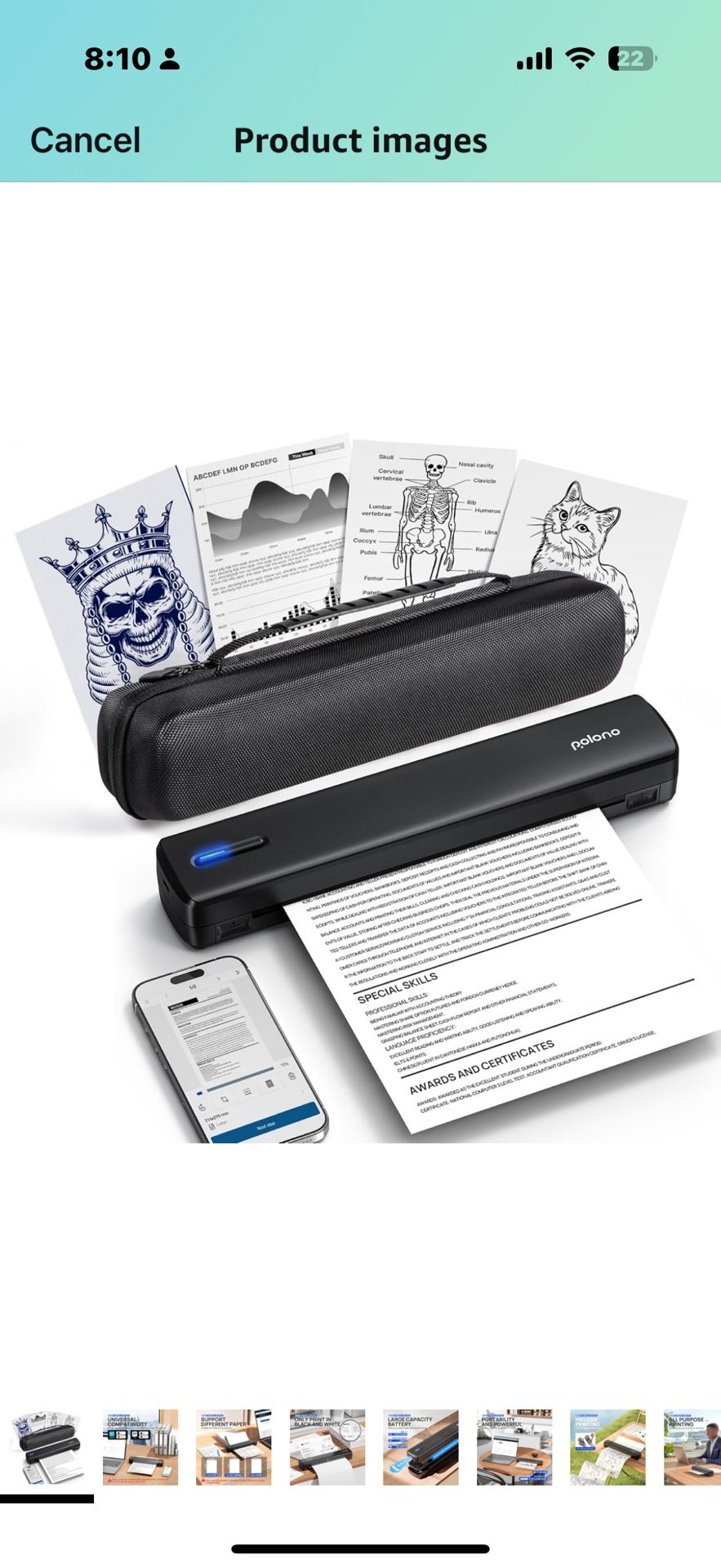 POLONO Portable Printer Wireless for Travel